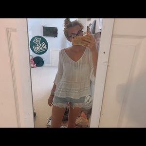 White lace flowy shirt